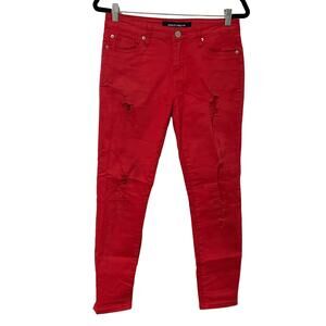 Ashley Mason, Red Disstressed Skinny Jeans, Size 28, KB255‎